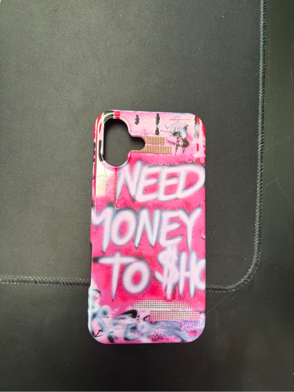 Pink Graffiti 'Need Money' Phone Case - Unbranded fits iPhone 16plus